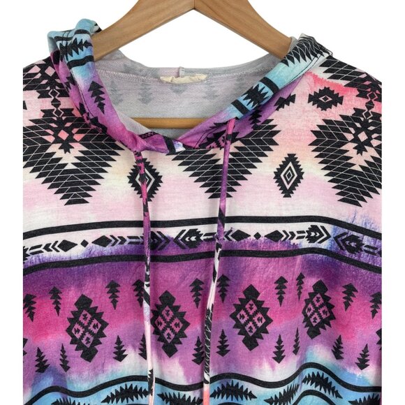 Avery Multicolor Aztec Print Hoodie Sweatshirt Womens Size Medium - Picture 2 of 5